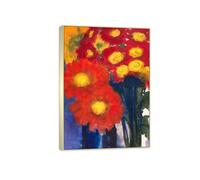 SDYSKKUG Emil Nolde Tableau. Impression sur Toile. Aster d'été. Célèbre D'art Mural Affiche Décoration Salon. Reproductions 55x40cm Cadre Argenté
