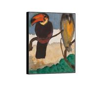 SDYSKKUG Emil Nolde Tableau. Impression sur Toile. Deux oiseaux. Célèbre D'art Mural Affiche Décoration Salon. Reproductions 90x70cm Cadre Noir