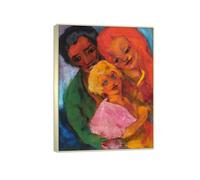 SDYSKKUG Emil Nolde Tableau. Impression sur Toile. Famille heureuse. Célèbre D'art Mural Affiche Décoration Salon. Reproductions 80x60cm Cadre Argenté