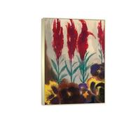 SDYSKKUG Emil Nolde Tableau. Impression sur Toile. Fleurs 2. Célèbre D'art Mural Affiche Décoration Salon. Reproductions 85x60cm Cadre Argenté