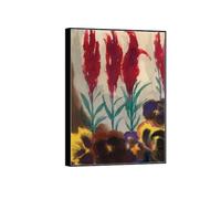 SDYSKKUG Emil Nolde Tableau. Impression sur Toile. Fleurs 2. Célèbre D'art Mural Affiche Décoration Salon. Reproductions 100x70cm Cadre Noir