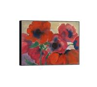 SDYSKKUG Emil Nolde Tableau. Impression sur Toile. Fleurs rouges 2. Célèbre D'art Mural Affiche Décoration Salon. Reproductions 80x60cm Cadre Noir