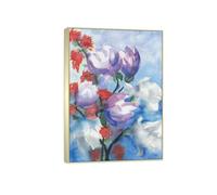 SDYSKKUG Emil Nolde Tableau. Impression sur Toile. Magnolias. Célèbre D'art Mural Affiche Décoration Salon. Reproductions 115x80cm Cadre Argenté