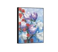 SDYSKKUG Emil Nolde Tableau. Impression sur Toile. Magnolias. Célèbre D'art Mural Affiche Décoration Salon. Reproductions 70x50cm Cadre Noir