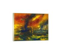 SDYSKKUG Emil Nolde Tableau. Impression sur Toile. Mer avec reflets bleus. Célèbre D'art Mural Affiche Décoration Salon. Reproductions 50x40cm Cadre Argenté