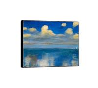 SDYSKKUG Emil Nolde Tableau. Impression sur Toile. Mer calme. Célèbre D'art Mural Affiche Décoration Salon. Reproductions 95x80cm Cadre Noir