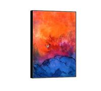 SDYSKKUG Emil Nolde Tableau. Impression sur Toile. Montagne bleue ciel rouge. Célèbre D'art Mural Affiche Décoration Salon. Reproductions 120x80cm Cadre Noir