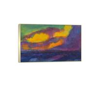 SDYSKKUG Emil Nolde Tableau. Impression sur Toile. Nuages bleus et orangés. Célèbre D'art Mural Affiche Décoration Salon. Reproductions 95x60cm Cadre Argenté