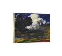 SDYSKKUG Emil Nolde Tableau. Impression sur Toile. Nuages l'après-midi. Célèbre D'art Mural Affiche Décoration Salon. Reproductions 60x50cm Cadre Argenté