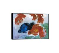 SDYSKKUG Emil Nolde Tableau. Impression sur Toile. Poisson. Célèbre D'art Mural Affiche Décoration Salon. Reproductions 100x70cm Cadre Noir