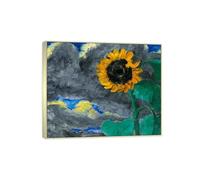 SDYSKKUG Emil Nolde Tableau. Impression sur Toile. Tournesol. Célèbre D'art Mural Affiche Décoration Salon. Reproductions 35x30cm Cadre Argenté