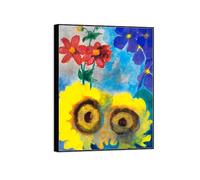 SDYSKKUG Emil Nolde Tableau. Impression sur Toile. Tournesols et fleurs rouges. Célèbre D'art Mural Affiche Décoration Salon. Reproductions 105x80cm Cadre Noir