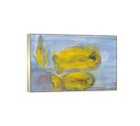 SDYSKKUG Emil Nolde Tableau. Impression sur Toile. Trois poissons rouges. Célèbre D'art Mural Affiche Décoration Salon. Reproductions 90x60cm Cadre Argenté