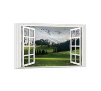 SDYSKKUG Fausse Fenêtre Paysage Tableau. Arbre Montagne Neige. Nature Impression sur Toile. Affiche Décoration Murale Salon 60x40cm Cadre Intérieur