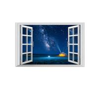 SDYSKKUG Fausse Fenêtre Paysage Tableau. Ciel étoilé Aurore Boréale. Nature Impression sur Toile. Affiche Décoration Murale Salon 115x70cm Sans Cadre