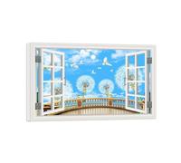 SDYSKKUG Fausse Fenêtre Tableau Fleurs blanches Oimerux Nature Impression sur Toile Paysage Affiche Décoration Murale Salon 50x30cm Cadre Intérieur