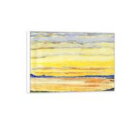SDYSKKUG Ferdinand Hodler Tableau Impression sur Toile. Coucher soleil sur lac Léman. Célèbre D'art Mural Affiche Décoration Salon. Reproductions 100x70cm Cadre Blanc