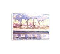 SDYSKKUG Ferdinand Hodler Tableau Impression sur Toile. Lac Léman 2. Célèbre D'art Mural Affiche Décoration Salon. Reproductions 70x50cm Cadre Blanc