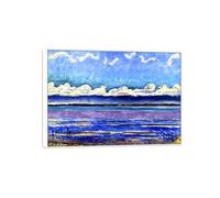 SDYSKKUG Ferdinand Hodler Tableau Impression sur Toile. Lac Léman 3. Célèbre D'art Mural Affiche Décoration Salon. Reproductions 55x40cm Cadre Blanc