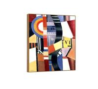 SDYSKKUG Fernand Léger Impression sur Toile. Célèbre Peinture Reproduction. Composition. D'art Mural Tableau Decoration Salon 35x30cm Cadre en Bois