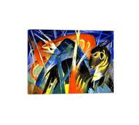 SDYSKKUG Franz Marc Tableau. Animaux 3. Abstrait Impression sur Toile. Moderne Affiche Mural Décoration Salon Chambre Maison 90x70cm Cadre Intérieur