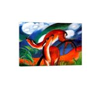 SDYSKKUG Franz Marc Tableau. Cerf rouge. Abstrait Impression sur Toile. Moderne Affiche Mural Décoration Salon Chambre Maison 100x70cm Cadre Intérieur
