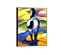 SDYSKKUG Franz Marc Tableau. Cheval bleu 2. Abstrait Impression sur Toile. Moderne Affiche Mural Décoration Salon Chambre Maison 90x70cm Cadre Noir