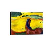 SDYSKKUG Franz Marc Tableau. Cheval dans un paysage. Abstrait Impression sur Toile. Moderne Affiche Mural Décoration Salon Chambre Maison 85x60cm Cadre Noir