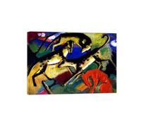SDYSKKUG Franz Marc Tableau. Chiens jouant. Abstrait Impression sur Toile. Moderne Affiche Mural Décoration Salon Chambre Maison 70x50cm Cadre Intérieur