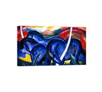 SDYSKKUG Franz Marc Tableau. Grands chevaux bleus. Abstrait Impression sur Toile. Moderne Affiche Mural Décoration Salon Chambre Maison 102x60cm Cadre Intérieur