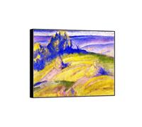 SDYSKKUG Franz Marc Tableau. Paysage alpin. Abstrait Impression sur Toile. Moderne Affiche Mural Décoration Salon Chambre Maison 72x60cm Cadre Noir