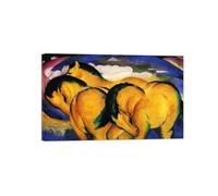 SDYSKKUG Franz Marc Tableau. Petits chevaux jaunes. Abstrait Impression sur Toile. Moderne Affiche Mural Décoration Salon Chambre Maison 65x40cm Cadre Intérieur