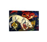 SDYSKKUG Franz Marc Tableau. Trois animaux 2. Abstrait Impression sur Toile. Moderne Cadre Intérieur Affiche Mural Décoration Salon Chambre Maison 42x30cm