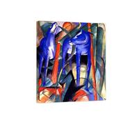 SDYSKKUG Franz Marc Tableau. Trois animaux. Abstrait Impression sur Toile. Moderne Affiche Mural Décoration Salon Chambre Maison 72x60cm Cadre Intérieur