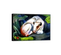 SDYSKKUG Franz Marc Tableau. Vache blanche. Abstrait Impression sur Toile. Moderne Affiche Mural Décoration Salon Chambre Maison 70x50cm Cadre Noir