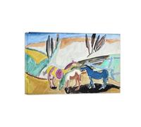 SDYSKKUG Heinrich Campendonk Impression sur Toile. Chevaux au pâturage. Célèbre D'art Mural Tableau Reproductions. Affiche Décoration Salon 105x70cm Cadre Intérieur