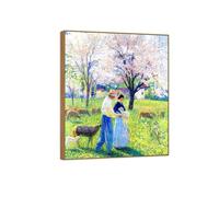 SDYSKKUG Henri Martin Célèbre Tableau. Impression sur Toile. Lovers printemps. Peinture Reproductions Cadre en Bois Affiche Décoration Salon 48x40cm