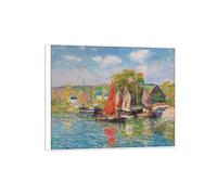 SDYSKKUG Henry Moret Tableau Impression sur Toile. Célèbre Peinture. Quai. Moderne Affiche Décoration Salon. Reproductions 48x40cm Cadre Blanc