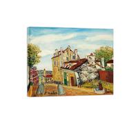 SDYSKKUG Impression sur Toile. Élisée Maclet Célèbre Tableau. Maison Montmartre. D'art Affiche Décoration Chambre. Reproductions 60x50cm Cadre Intérieur