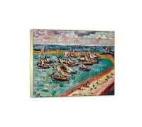 SDYSKKUG Louis Valtat Tableau Impression sur Toile. Célèbre D'art Mural Affiche Décoration Salon. Port en Bessin. Reproductions 85x70cm Cadre Argenté