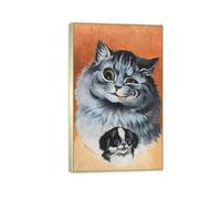 SDYSKKUG Louis Wain Tableau Décoration Salon. Célèbre Impression sur Toile. Mon animal de compagnie. D'art Mural Affiche Reproductions 65x40cm Cadre Argenté