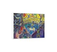 SDYSKKUG Marc Chagall Tableau sur Toile. Célèbre Peinture Impression sur Toile. Cheval cirque. Tableaux Décoration Moderne. Reproduction 100x80cm Cadre Blanc