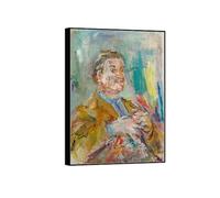 SDYSKKUG Oskar Kokoschka Tableau. Impression sur Toile. Portrait d'homme. Célèbre D'art Mural Affiche Décoration Salon. Reproductions 70x50cm Cadre Noir