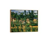 SDYSKKUG Paul Cézanne Impression sur Toile. Château de Médan. Célèbre Peinture. D'art Mural Tableau Décoration Salon. Reproductions 60x50cm Cadre en Bois