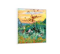 SDYSKKUG Pierre Bonnard Impression sur Toile. Célèbre D'art Mural Tableau Reproductions. Jardin Vernonnet. Affiche Décoration Salon 60x50cm Cadre Blanc