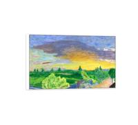 SDYSKKUG Pierre Bonnard Impression sur Toile. Célèbre D'art Mural Tableau Reproductions. Paysage au coucher du soleil. Affiche Décoration Salon 95x60cm Cadre Blanc