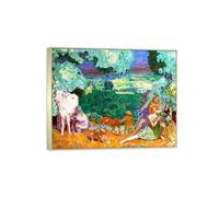 SDYSKKUG Pierre Bonnard Tableau Impression sur Toile. Célèbre Peinture. Symphonie pastorale. Moderne Affiche Décoration Salon. Reproductions 100x80cm Cadre Argenté