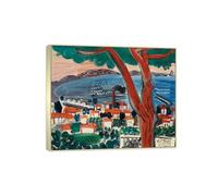 SDYSKKUG Raoul Dufy Célèbre Tableau Impression sur Toile. Pins à Golfe Juan. Affiche Décoration Murale Salon Bureau. Reproductions 72x60cm Cadre Argenté