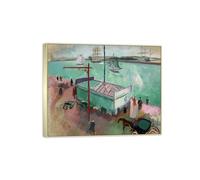 SDYSKKUG Raoul Dufy Célèbre Tableau Impression sur Toile. Port du La Havre 2. Affiche Décoration Murale Salon Bureau. Reproductions 100x80cm Cadre Argenté