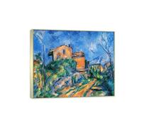 SDYSKKUG Tableau Décoration Murale Salon Château Paul Cezanne 48x40cm Cadre Argenté